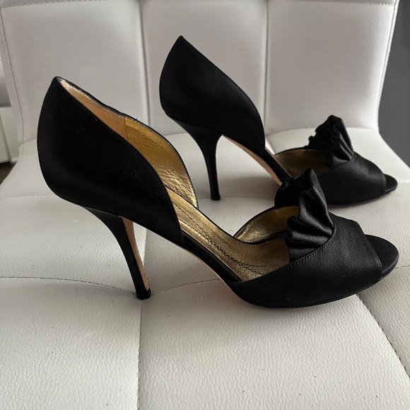 Kate Spade Black Satin Peep Toe heel size 6b - Picture 6 of 10